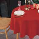 NLMUVW Red Linen Tablecloth Round, Christmas Table Cloth Water Resistant Textued Table Cover for Kitchen Dining Coffee Party, 48 Inch