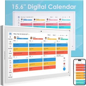 15.6 Inch Digital Calendar Touchscreen, Smart Family Electronic Calendar & Wall Planner with Schedule, Chore Chart, Meal Planner, Tasks, Wall & Desk Display, Digital Picture Frame Mode, 15.6 Large Screen