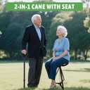 ALEVMOOM Walking Cane with Seat 2-in-1 Cane Stool for Adults, Aluminum Walking Stick with Seat, Stick Chair Portable Stool for Senior