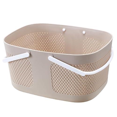 Shower Storage Basket, Portable Large-Capacity Thickened Plastic Storage Box, Drainage Washing Bag With Handle, Suitable For Bathroom, Kitchen, Gym and Other Scenes (Card)