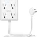 Flat Electrical Outlet Extender with USB C Ports, 4 Outlet 3 USB Wall Plug, 6 ft Thin Extension Cord, Flat Plug Power Strip Surge Protector for Home, Office. White