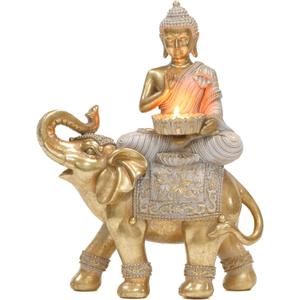 Buddha Statue for Home Decor Gold Candle Holder 11.5-Elephant Buddha Statues for Zen Decor - Spiritual Buddha Decor for Living Room-BudaBuddaBuddha Gift for Relaxation, Meditation or Shrine