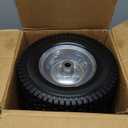 13x5.00-6 Flat Free Tire and Wheel Assemblies (2 Pack),13 x 5 x 6 Solid Rubbe Tires and Wheel for Riding Lawn Mower - With 3/4" Bushings (Extra 5/8" Bushings) and 3" Centered Hub (Gray)