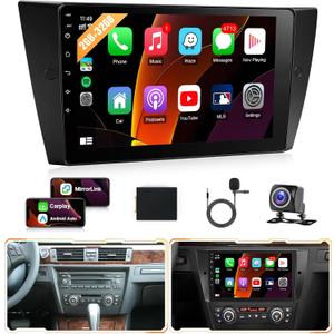 2+32GB Car Radio for BMW 3 Series 325i 328i 335i 2005-2011 (E90/E91/E92/E93) with CarPlay Android Auto - 9 Inch Touch Screen Head Unit Stereo with in-Dash GPS Bluetooth WiFi FM Backup Camera (4-Core 2GB+4GB)