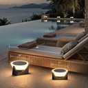 MVBT Solar Post Lights Outdoor, 15" Solar Column Lights Outdoor Large, IP54 Waterproof Modern Pillar Light, 3000K LED Bulb Dusk to Dawn Column Lamp, Round Post Lighting for Patio Deck Yard Garden, 15"W8.5"H
