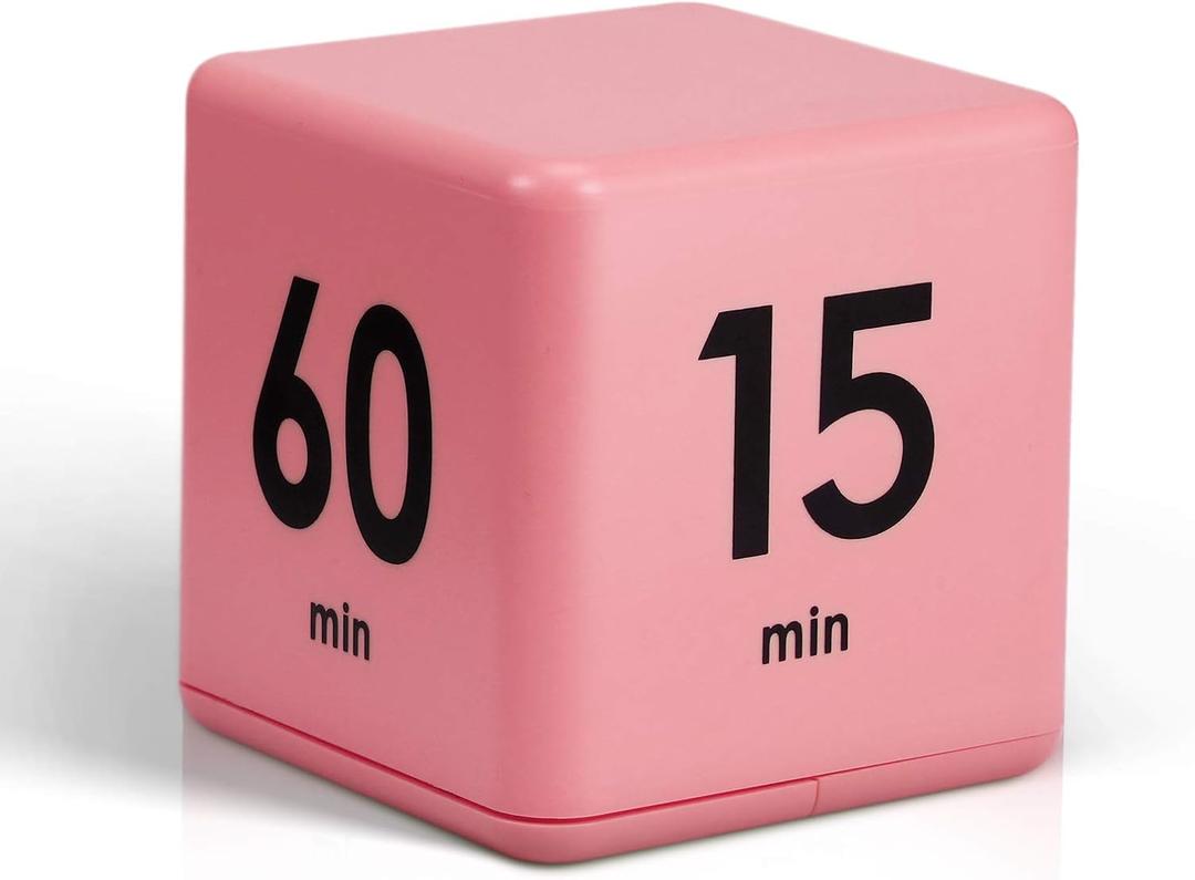 Weewooday Cube Timer, Gravity Sensor Flip Timer for ADHD Productivity, Classroom Kitchen Study Workout Cooking Desk Timers for Time Management, 15 20 30 60 Minutes Countdown Tool(Pink)