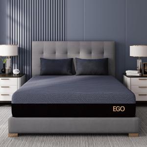 EGOHOME 10 Inch Cal King Memory Foam Mattress for Back Pain, Cooling Copper Gel Bed in a Box, Foam Made in USA, CertiPUR-US Certified, Therapeutic Medium Firm, 72x84x10 Black