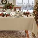 SASTYBALE Christmas Rectangle Tablecloth 52" x 70" Beige, Spillproof Dust-Proof Wrinkle Resistant Washable Textured Linen Table Cloth for Christmas Holiday Winter Dinning Parties