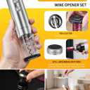 CIRCLE JOY Rechargeable Electric Wine Opener Set 8-in-1 Stainless Steel Automatic Wine Bottle Opener Gift Set w/Electric Wine Aerator Pourer, Foil Cutter, Wine Drip Ring, Vacuum Pump & 2 Wine Stoppers