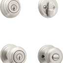 Kwikset Juno Keyed Entry Door Knob and Single Cylinder Deadbolt Combo Pack with Microban Antimicrobial Protection Featuring SmartKey Security in Satin Nickel