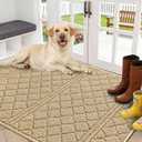 REFETONE Indoor Doormat, Front Back Door Mat 32"x40" Absorbent Rubber Backing Non Slip Door Mats, Low-Profile Resist Dirt Entrance Rugs, Machine Washable Door Rug Inside Floor Mat for Entryway, Beige