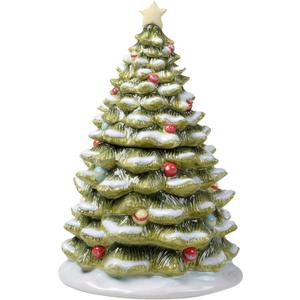 Evergreen Christmas Tree Cookie Jar 64oz Ceramic Holiday Treat Canister with Vintage Charm, Snowy Branches & Ornaments Festive Countertop Dcor for Cookies, Candy, or Cocoa Mix