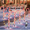 Candy Cane Lights Outdoor, 21 Inch Christmas Pathway Lights, Set of 10 Outdoor Xmas Decorations with 8 Modes for Holiday Patio Yard Garden(Red & White)