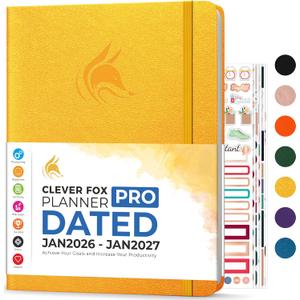 Clever Fox Planner PRO Dated (Jan 2026Jan 2027) Weekly & Monthly Life Planner to Increase Productivity, Time Management and Hit Your Goals  Organizer, Gratitude Journal  A4 Size (Amber Yellow) (A4 (8.5" x 11"))