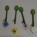 3 Pcs Flower Glass Spoons,5.9 inch Colorful Transparent Long Handled Coffee Stirring Spoons Cocktail Stirrer for Home Bar & Party Gathering