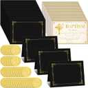 Karenhi 72 Pcs Baptism Certificates Kit for Church 12 x17 Certificate Holders 8.7 x 12 Inch Blank Baby Dedication Paper Gold Foil Award Stickers for Baby Baptismal Award Christening Recognition Gifts
