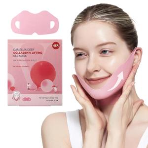 ROUND LAB Camellia Deep Collagen V Lifting Gel Mask 4EA | Double-chin Mask, Instant Cooling & Depuffing, Face Toning Belt, Collagen V-line, Improves Sagging Skin, Lifting & Firming 10g/0.35oz, Expiry: 2028/03/06