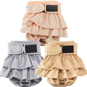 Reusable Dog Diapers Female Washable, Premium Doggie Diaper for Dogs, Pack of 3, Highly Absorbent Small Dog Diaper for Heat, Incontinence and Puppy Training(S)