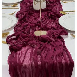 7 Pack Burgundy Cheesecloth Table Runner 120 Inches Long Cheese Cloth Boho Gauze Table Runner 10 ft Rustic Sheer Wine Red Runners for Birthday Party Wedding Bridal Baby Shower Decoration