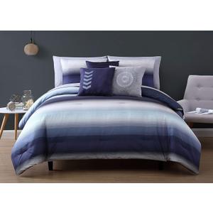 Avondale Manor Cypress Queen Bed Set, 10 Piece Reversible Comforter Set, Hypoallergenic Bedding, Down Alternative, 1 Queen Sheet Set, 2 Pillow Cases, 3 Decorative Pillows, 2 Pillow Shams, Navy Grey