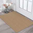 KOZYFLY Indoor Door Mat 2x3 ft Small Area Rugs Washable Front Door Mat Non Slip Rubber Backed Entryway Rug Cotton Entrance Doormat for Front Porch Bathroom Kitchen Bedroom, Tan/Orange/Brown