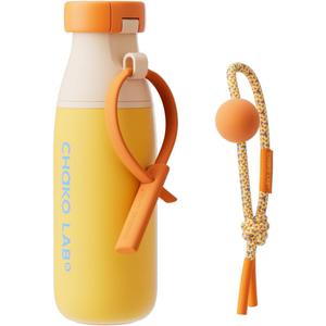 Insulated Stainless Steel Water Bottle with Two Strap | BPA-Free Leak Proof | 17oz Bottle with Spout Lid & Straw | Orange Marmalade
