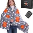 Heated Blanket, Cordless Portable Heated Throw Blanket, Battery Operated Heating Blanket with Rechargeable 20000mAh Power Bank, 59" x 35.5" Electric Heated Shawl, 3 Fast-Heating Levels (Navy)