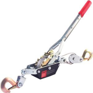 Come Along Winch,2 Ton Capacity with 12FT Steel Cable,Heavy Duty Come Along Tool with Dual Gears,2 Hooks,Hand Winch Tool for Road Vehicle Recovery and Pulling Tree,Fence Stretcher,Frame