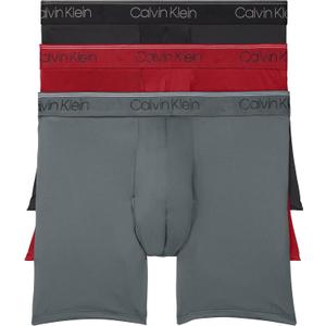 Calvin Klein Men's Micro Stretch 3-pack Boxer Brief (Black, Red, Convoy), Size: X-Large