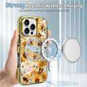 VisEnt Clear Case for iPhone 16 Pro, Magnetic Phone Case, Transparent Slim Cover, Military Grade Protection, Shockproof, Anti-Yellowing, Scratch Resistant, Vintage Sunflower Floral