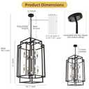 8-Lights Lantern Tiered Pendant Light Fixtures,Foyer Lighting Fixtures Industrial Entryway Chandelier for Enterway Dining Room Foyer Living Room Island Kitchen Staircase (Silver)