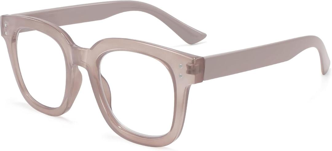 Madison Avenue Blue Light Blocking Glasses Oversized Fashion Blue Light Glasses for Women Anti Eyestrain & UV Protection Computer Eyeglasses (Milk Grey Brown)