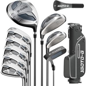 11 Pieces Golf Clubs Set for Men - Complete Mens Golf Clubs Full Set Right/Left Handed Includes Stand Bag with Rain Hood, 1# Drive, 3# Wood, 5# Hybrid, 6# 7# 8# 9# PW# Irons and Putter