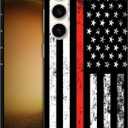 for Samsung Galaxy S23 Plus 5G, Samsung S23 Plus Case - Thin Red Line Fire Fighter Flag Printed Cute Slim Fit Plastic Protective Designer Back Phone Case/Cover for Samsung S23+ 5G