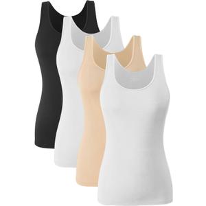 Accbiety 4 Pack Tank Tops for Women Basic Undershirt Cami Layering Tanks, Size: Large
