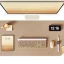 YSAGi Double-Sided Desk Pad, 35.4"x17"Leather Desk Mat, Eco Cork Desk Pad Protector,Large Mouse Pad,Waterproof Desk Blotter for Office/Home(Apricot)