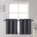 Gwine 24 Inch Long Tier Curtains for Small Window, Short Blackout Kitchen Curtains Over Sink, Half Window Drapes for Bedroom Bathroom Basement, 2 PCS, Each 30" Wx24 L, Charcoal Grey