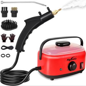 Handheld Steam Cleaner,2500W High Temperature High Pressure Steam Cleaner with 3 Brush Heads, Portable Steam Cleaner with 1.5L Tank For Car Detailing Kitchen Bathroom Floors (Red)