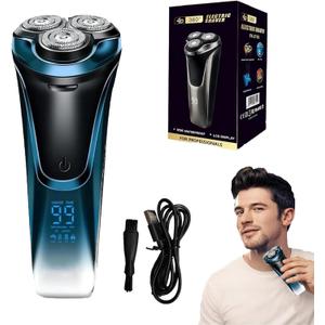 Snapbuy Electric Razor for Men, Snapbuy Electric Razor Pro of Father, 4D Floating Head Rotary Shaver,2025 New Electri c Shaver with LCD Display & Quiet Motor, IPX7 Waterproof (Blue)
