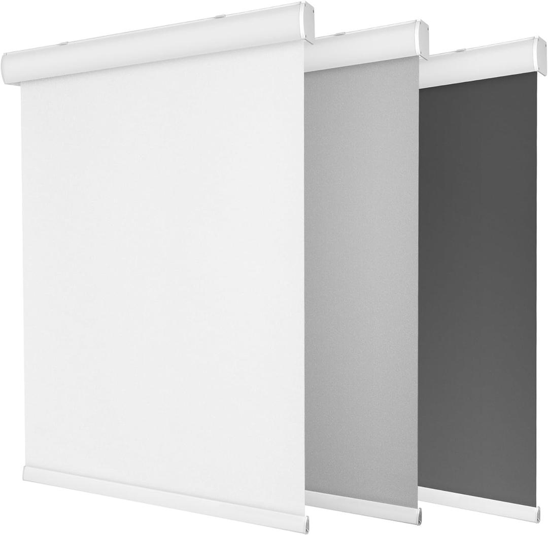 Allesin 100% Blackout Cordless Roller Shades for Windows,Pull Down Thermal Insulated, UV Protection Waterproof Fabric Easy to Install for Home, Office, Bathroom, White 46" W x 72" H