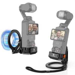 K&F CONCEPT Magnetic Mount Stand Compatible with DJI Osmo Pocket 3,Aluminum Alloy Magnet Expansion Adapter Accessories with 1/4'' Screw Holes/Cold Shoe,360 Adjustable Suction Bracket for Pocket 3