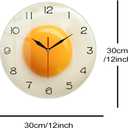 12 Inch Kitchen Wall Clock, Fried Egg Poached Egg Wall Clock Silent Non Ticking Quartz Egg Yolk Clock Round Analog Wall Watch Breakfast Food Dining Hall Canteen Restaurant Cafe Wall Art