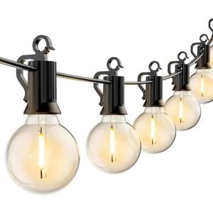 Brightown Led String Lights Outdoor 55Ft G40 Patio Lights with 52 Led Shatterproof Bulbs(2 Spare), Waterproof Led Globe Hanging Lights for Backyard Porch Bistro Balcony Decor, E12 Socket, 2200K