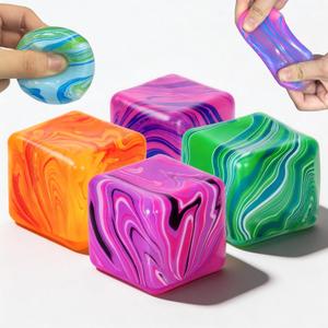 4 Pcs Stress Cube Squishies Fidget Toys, Ice Cube Shape Squeeze Toys, Slow Rise Stress Balls Sensory Toy for Kids Adults with Autism, Stress Relief Classroom Prize, Easter Basket Stuffers