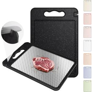 Stainless Steel Cutting Board with Handle Best Non-toxic Chopping Large Metal Meat Butcher Block Mesh Design Madera Glass Marble Kitchen Cutting Chopping Boards Gifts for Women Mom Grandma (Black/White)