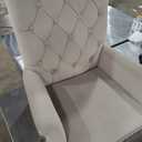 Dining Chairs with Arms, Upholstered Fabric Dining Room Chairs with Solid Wood Legs, Accent Armchair for Kitchen Dining Living Room, Beige