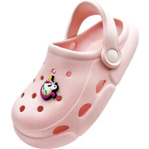 POPO PEA Girls Little Kids Luminous Sandals (Runs 1 Size Large) Boys Wide Pool Slip on Clogs Big Kid Toddler Garden Water Soft Sandal Children Comfortable Swim Beach Shoes Pink 180