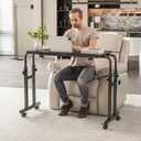 Furist Overbed Table with Wheels Laptop Desk Cart Table Over The Bed Table Adjustable Height and Length for Hospital and Home use