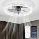 Ceiling Fans with Lights, Flush Mount Ceiling Fans with Light, 3000K-6500K Dimmable Fandelier Ceiling Fan Lamp, 5 Blades Low Profile Ceiling Fan with Lights and Remote for Bedroom, Kitchen (20 inch, Black)