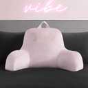 Juicy Couture Velour Backrest Pillow with Rhinestone Juicy Logo - 30"x17", Light Pink Supportive Bed Rest Pillow for Reading, Gaming, or Relaxing